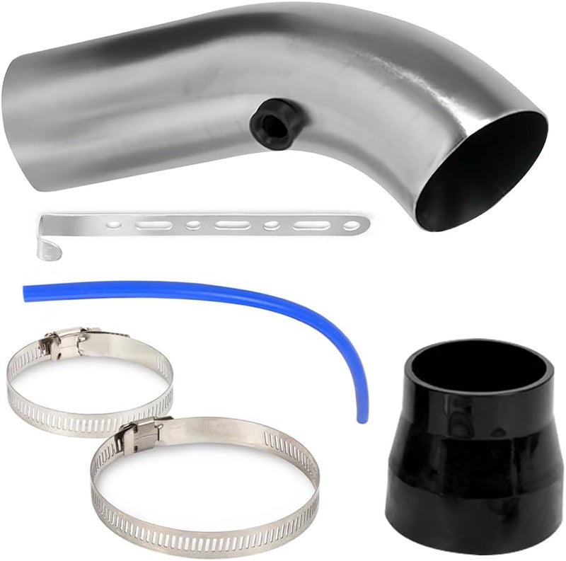 BARTOO 3 Inch Cold Air Intake Filter Pipe Curve Pipe, Aluminum Air Intake Elbow for Car Truck Turbo Piping, Silver - Image 1